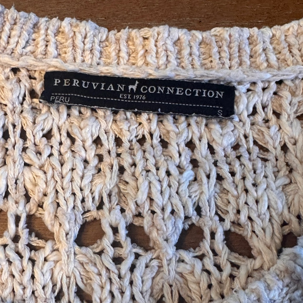 Peruvian Connection Cream Textured Knit Sweater - Picture 2 of 3